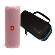 JBL Flip 5 Pink Bluetooth Speaker w/divvi! Hardshell Case Kit