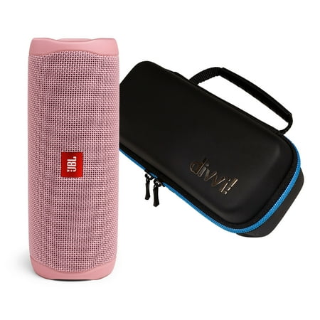 JBL Flip 5 Pink Bluetooth Speaker w/divvi! Hardshell Case Kit