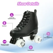 EONROACOO Black Roller Skates for Women Men, Light-up Skates for Girls(Women 8/Men 6.5)
