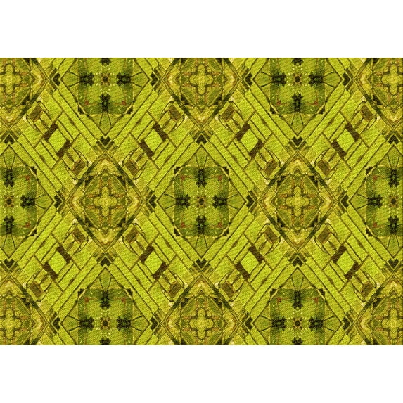 Ahgly Company Indoor Rectangle Patterned Olive Green Area Rugs, 8' x 10'