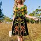 thumbnail image 4 of Vestido de noche de manga corta con estampado de bandera del orgullo LGBTQ+ sin costuras y repetitivo para mujer. Ropa para mujer., 4 of 7