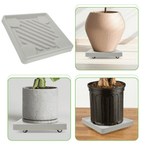 GOOHOCHY Square Plant Tray with Wheels Rolling Plant Stand with Casters Heavy Duty Mobile Flowerpot Base Plastic Drip Tray for Outdoor Indoor Planter