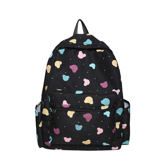 Minnieouse Mochila ligera de poliéster para niña con protección para la columna vertebral resistente al desgaste Xiao Qing Qing a la moda Mochilas Oso negro