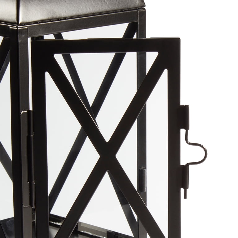 Mainstays Black Metal Pillar Candleholder Lantern, Small photo 7