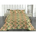 thumbnail image 2 of Ambesonne Floral Boho Quilted Bedspread Set 3 Pcs, Romantic Flower Leaf, King, Vermilion Fern Green, 2 of 4