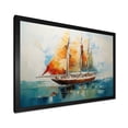 thumbnail image 2 of Designart "Moonlit Sailboat Horizon Nighttime Tranquility I" Transportation Framed Wall Art Decor - Modern Orange Boat Sailing Entryway Framed Wall Art Print, 2 of 6