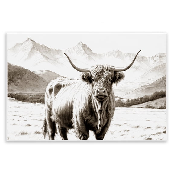 Stupell Industries Farmhouse Highland Sepia Sketch Wall Plaque Art, 15 x 10, by Kim Allen