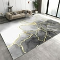 thumbnail image 2 of Modern Gray White Marble Area Rugs, Light Luxury Gold Foil Lines Indoor Rug, Soft Non Slip Machine Washable Carpet For Kids Teen Girls Boys Living Room Bedroom Office, 2 of 7