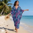 thumbnail image 3 of XYZCANDO Tropical Leaf Women's Long Kaftan Dress Flowy Maxi Dress Beach Cover Up Loose Fit Batwing Sleeve Swimsuit Cover Ups Hawaiian Robe Vacation Outfits Elegant Gown Top Night Dress, 3 of 7