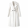 thumbnail image 4 of Trikvn Long Wool Blend Pea Coat for Women Notched Lapel Belted Waist Double Breasted Long Sleeve Elegant Overcoat with Pockets Winter Dressy S-3XL, 4 of 6