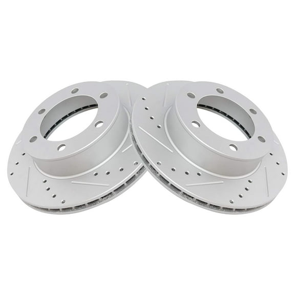 TRQ Front Performance Brake Rotors Set Premium G-Coated Cross Drilled & Slotted Fits Select 1996-2002 Toyota 4Runner 1995-2004 Tacoma