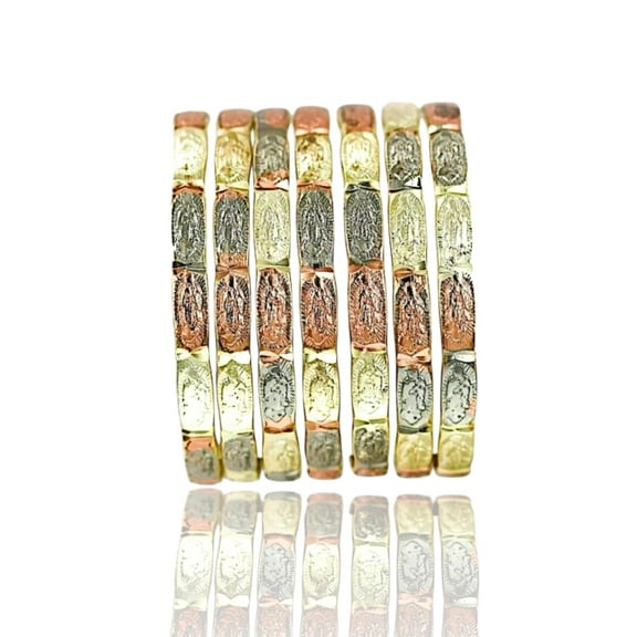 Vigin Guadalupe Semanario tricolor gold plated Bangles
