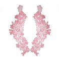 thumbnail image 1 of Patch Floral Brodé en Organza Transparent 9"x3" par Paire (2 Pcs) (Rose), 1 of 2