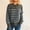 Dark Gray, variant on Uaswgudfs Women's Fall/Winter Crew Neck Sweater: Wooden Buttons, Horizontal Stripes & Ribbed Cuffs