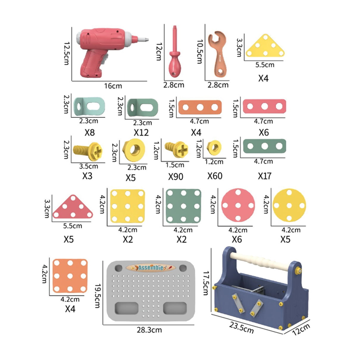 Valessati Drill Set STEM Toys for Kids 3+ with Safe Plastic Construction Building Blocks, 238 Pieces