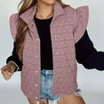 thumbnail image 5 of Otntypg Women Ruffles Puffer Vest Lightweight Casual Sleeveless Button Down Padded Collared Jacket Gilet Trendy Fall Winter Outerwear Tops Pink M, 5 of 9