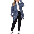 thumbnail image 2 of Agnes Orinda Ropa de abrigo para mujer de tallas grandes, primavera, otoño, invierno, suéter de punto asimétrico, cárdigan 2X azul marino, 2 of 6