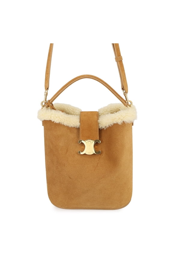 Pre-Owned Celine Louise Medium Suede Shearling Handbag 116613GFT CELINE 2-way