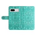 thumbnail image 5 of SaniMore for Google Pixel 7 Wallet Case, Shockproof PU Leather Stand Cover with Card Slot Flip Kickstand Embossed Flower Magnetic Clasp Wrist Strap for Google Pixel 7, Green, 5 of 9