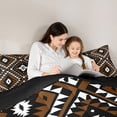 thumbnail image 6 of Rustic Western King Size Comforter Set For Men,Southwestern Aztec Bedding Set Bohemian Quilt Comforter Ethnic Mexican Geometric Diamond Duvet Insert Brown Black White Farmhouse Room Decor 3 Pcs, 6 of 8