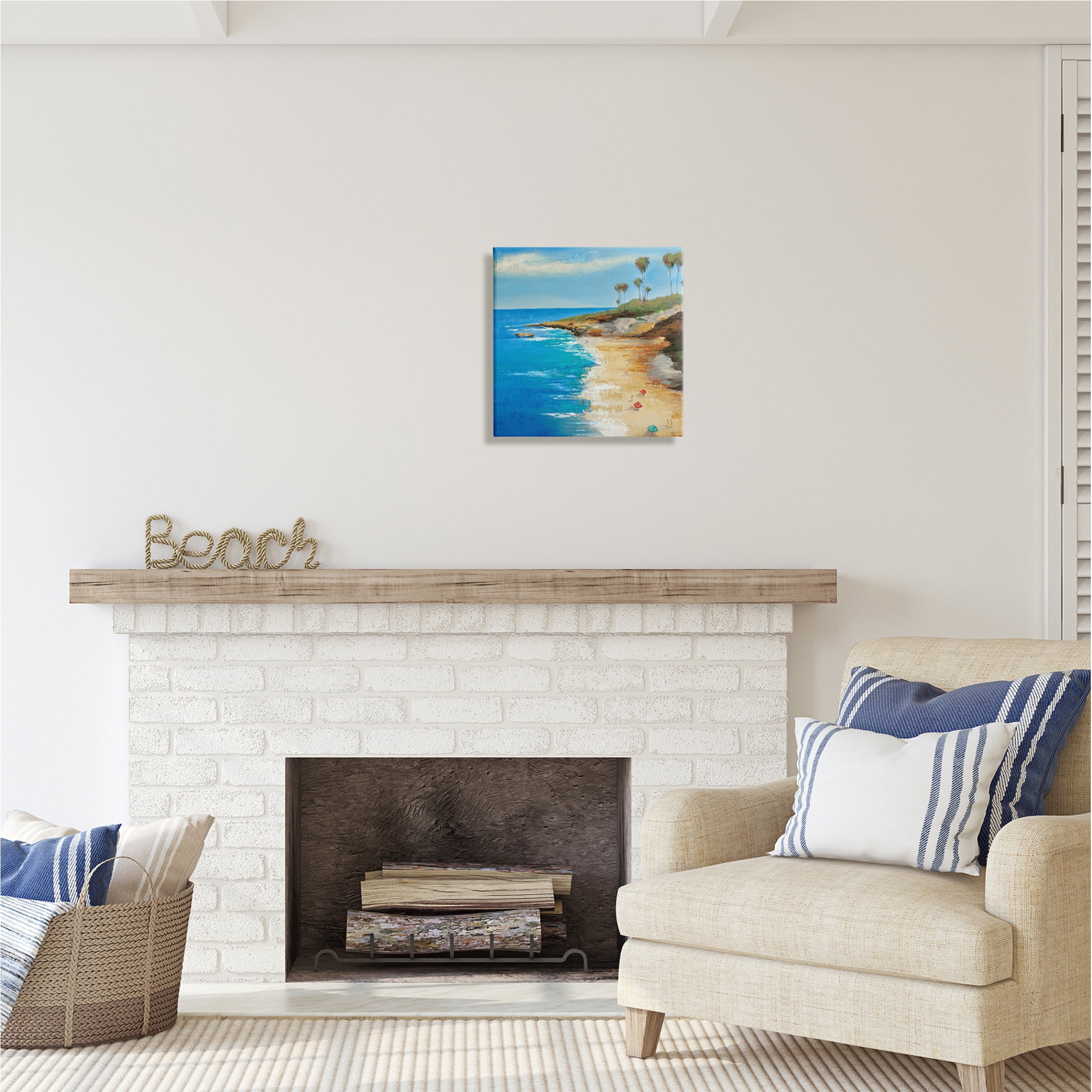 Stupell Industries Beach Landscape Cove Nature Painting Gallery Wrapped Canvas Print Wall Art, 17 x 17