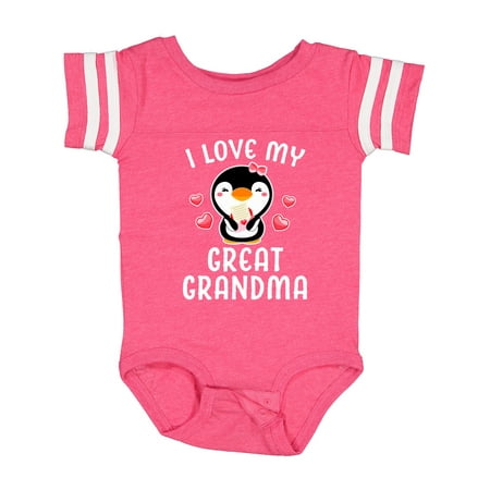 

Inktastic I Love My Great Grandma with Cute Penguin and Hearts Gift Baby Girl Bodysuit