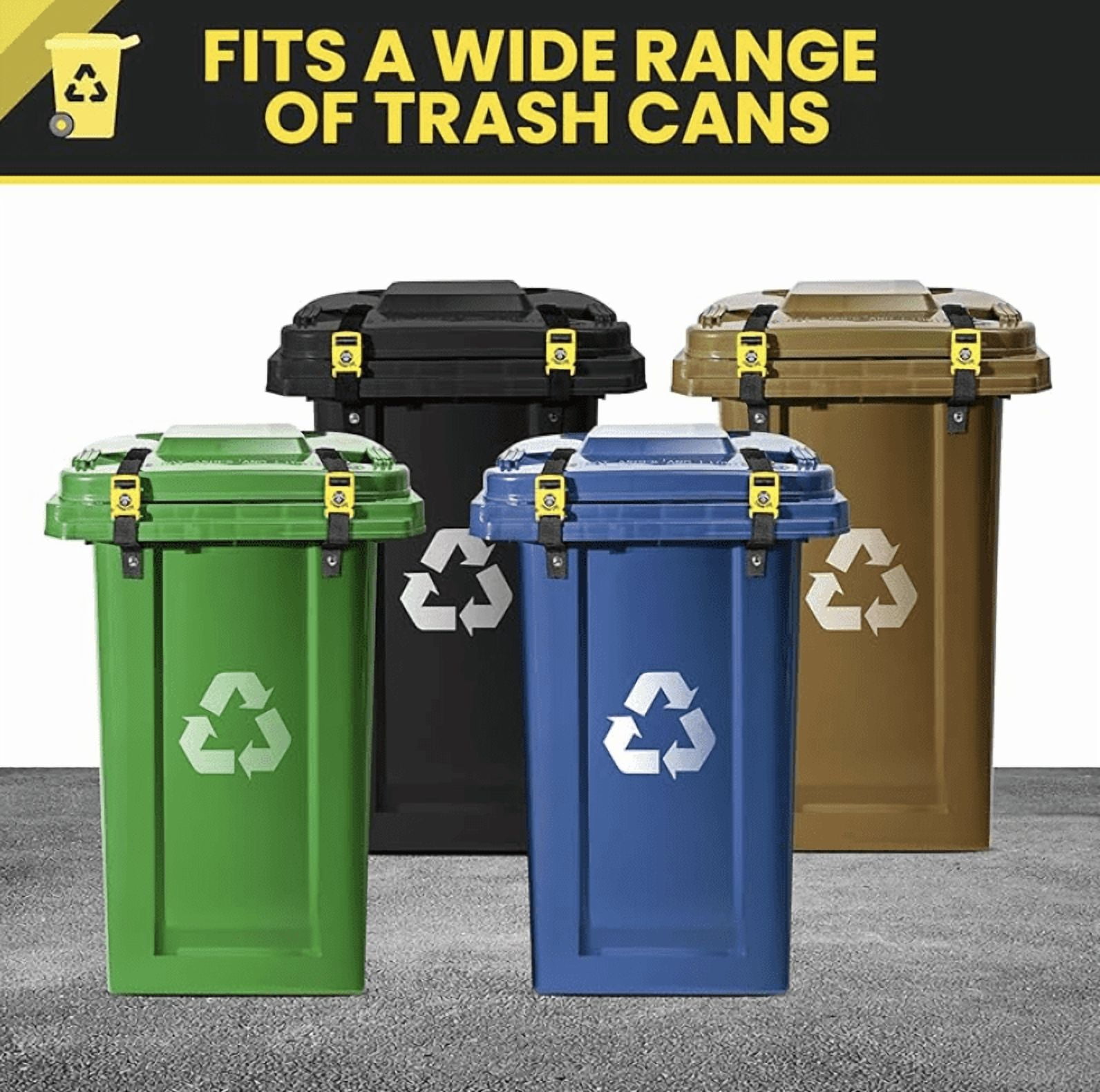 Trash Can Lid Lock-Garbage Can Lock, Garbage Lid Strap, Trash Bin Locks for Animals, Keep Raccoon Out of Trash, Bear Proof Trash Can, Garbage Lid Strap for Outside Easy Installation-2Pcs