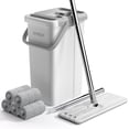 thumbnail image 4 of JOYMOOP Mop and Bucket with Wringer Set, White Flat Squeeze Mop Bucket Set for Floor Cleaning, Wet Dry Mops for Walls, Wall Cleaner with Long Handle, Hardwood Floor Mop-5 Microfiber Cloths, 4 of 17
