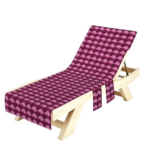 1 Pc Beach Chair Cover 30×85in Absorbent Non-Slip Easy To Handle Collapsible For Most Standard Beach Chair Loungechairs Magenta Houndstooth_4