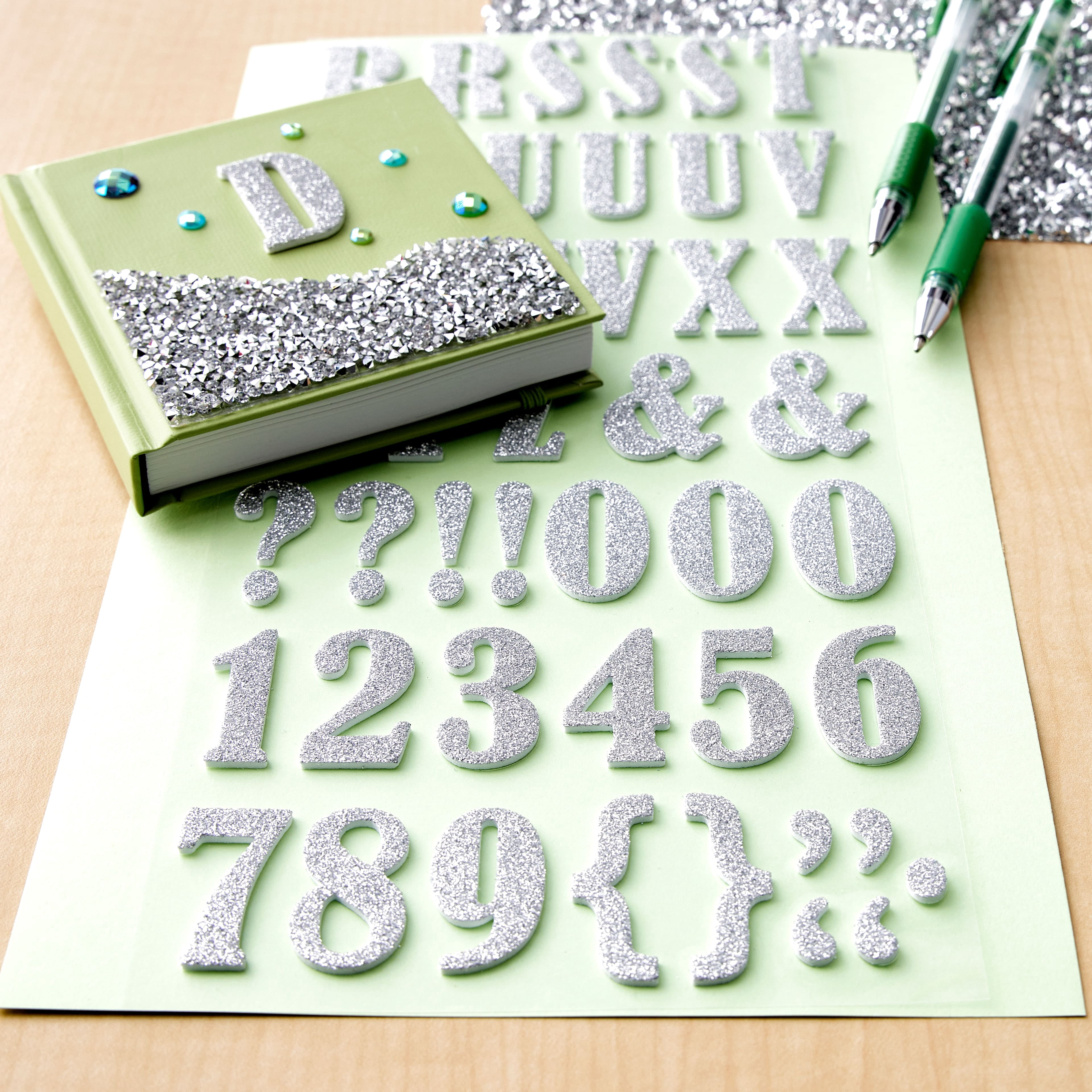 Recollections Silver Large Alphabet Glitter Stickers, 12 Pack