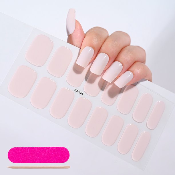 Pegatinas de Uñas de Gel UV de Color sólido de 16 puntas, tiras de uñas de Gel semicurado de larga duración, pegatina deslizante de cubierta completa, calcomanías de parche de manicura