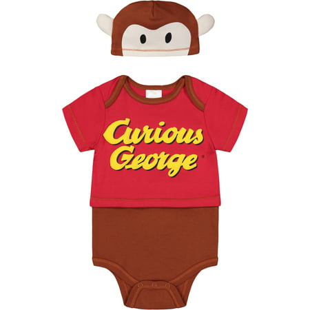 Curious George Baby Boys' Costume Bodysuit and Hat Set, 3-6M