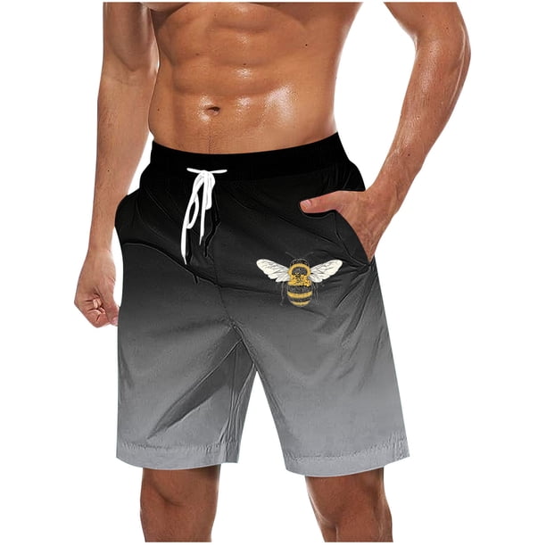 Pantalones Cortos Casuales para Hombre Imprimir con Bolsillos Pantalones de Playa de Cintura Elástica, Pantalones Cortos de Cintura Elástica para Hombre