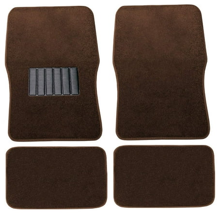 Premium Car Floor Mats Carpet Solid Brown 4pc Front Rear For Ford
