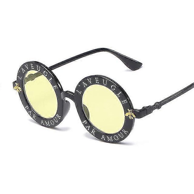 Gafas de sol redondas con diseño de abeja y letras inglesas retro
