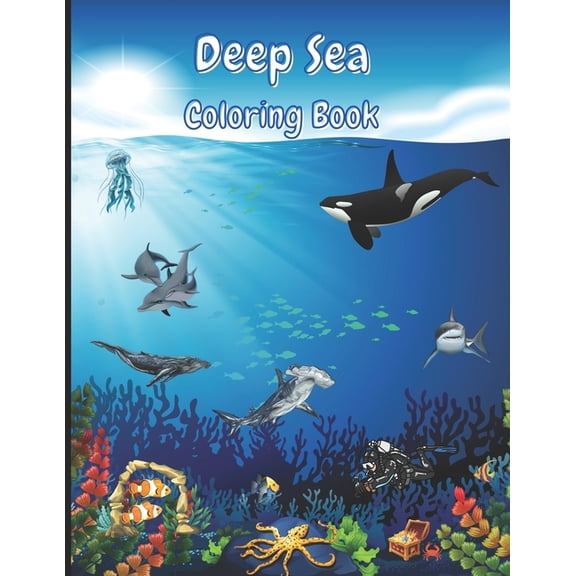 Deep Sea Coloring Book: 40 motifs on 80 pages. Painting fun for young and old, (Paperback)