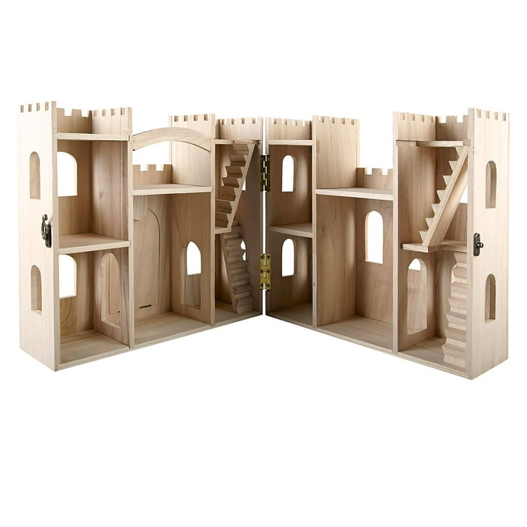 Wood Castle Dollhouse by Make Market Unfinished Dollhouse for Kids Bedroom Playroom Art Crafts 1 Pack