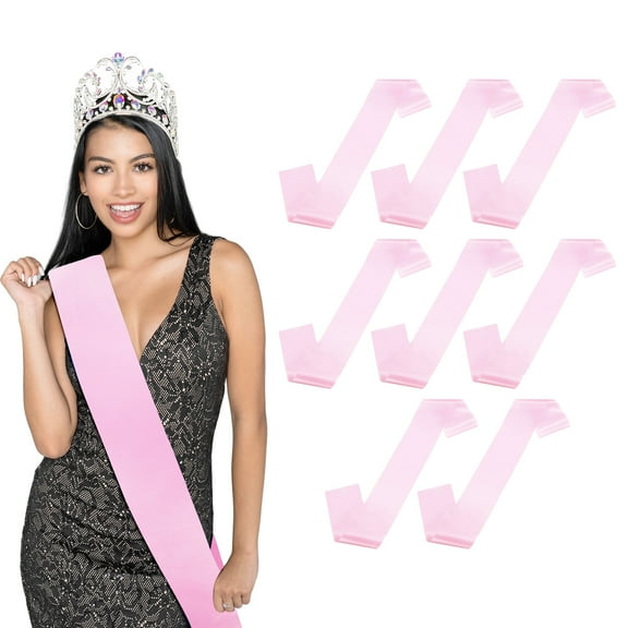 Uxcell 8-Pack Blank Satin Sash, 3.8"/95mm Party Accessory Sashes for Wedding/Birthday/Party Decorations/DIY /Graduation [Pink]
