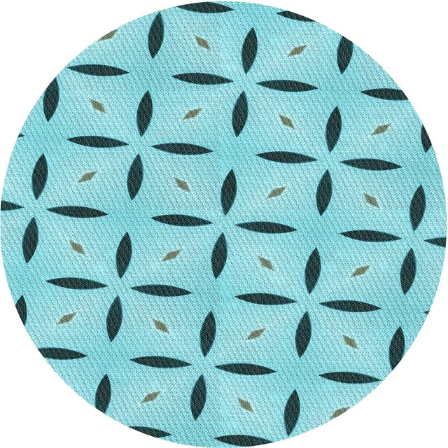 Ahgly Company Machine Washable Indoor Round Transitional Light Sea Green Area Rugs, 5' Round