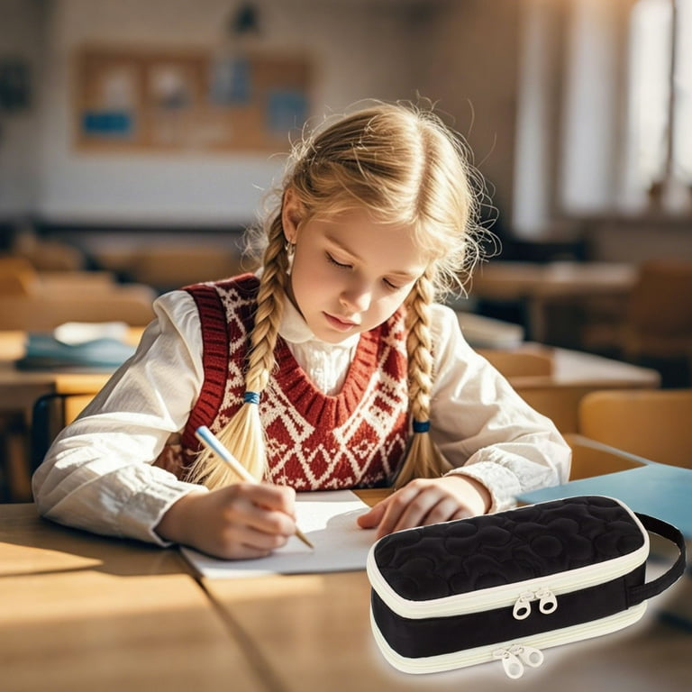 Bunnychill Pencil Case For Girls,Flower Quilted Large Capacity Pencil Pouch With 2