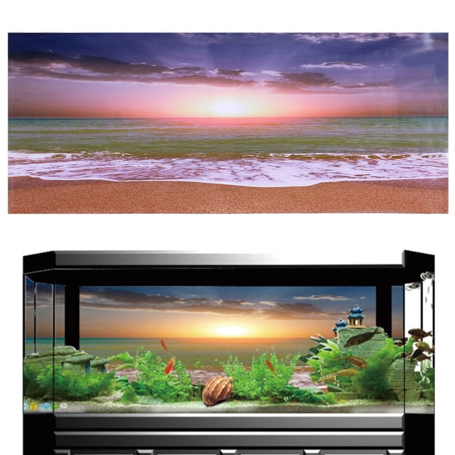 Adhesive Poster,3D Effect Adhesive Beach D Effect Poster Posterfor Fish Tank Built for the Future
