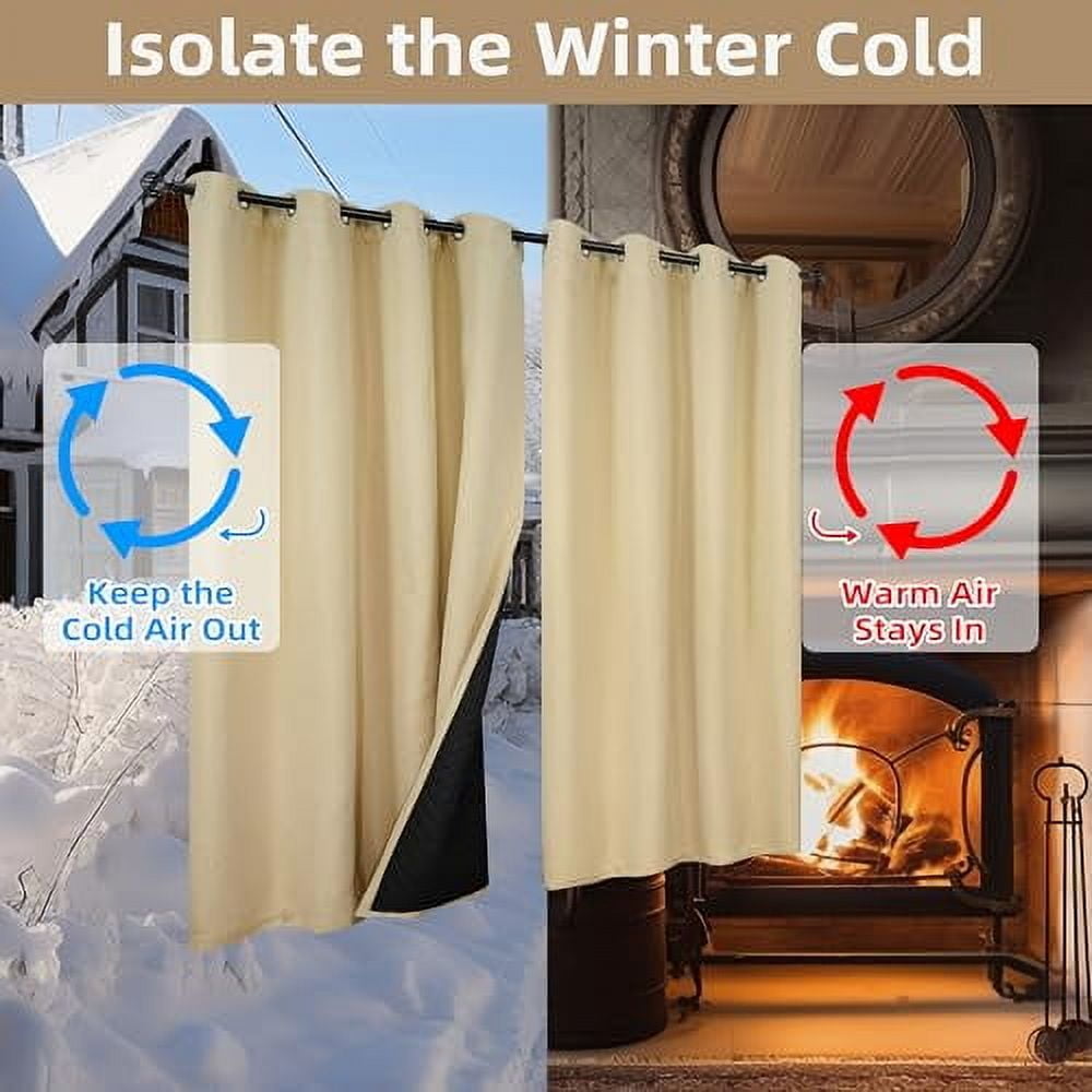 DriftAway Blackout Soundproof Thermal Insulated Faux Linen Curtains for Bedroom 100% Light Blocking with Quilted Thermal Liner for Cold and Heat Blocking Sound Dampening 1 PC 52" x 84" Beige
