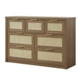 thumbnail image 4 of OAKHAM 7 Drawer Dresser, Rattan Wide Chest of Drawers for Bedroom Living Room, Specail Walnut, 4 of 9