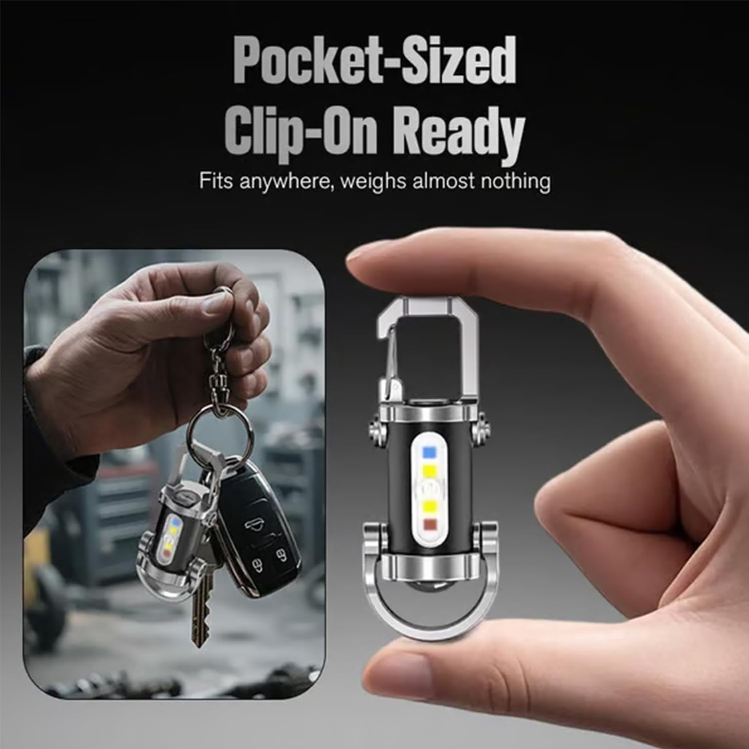Portable Rechargeable Bright Keychain Flashlight Mini EDC 1200 Lumens Compact Light with 7 Modes Type-C Multifunctional Torch Waterproof Alloy for Camping Hiking Outdoor Use Black(3pcs)