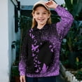 thumbnail image 2 of Uorisanigo Girls Half Zip Collar Sweatshirts Fall Fashion Purple Butterfly Long Sleeve Pullover Crop Tops Oversized Athletic Sweaters Pullover Jackets for Vacation Shopping Exercise Wear, 2 of 7