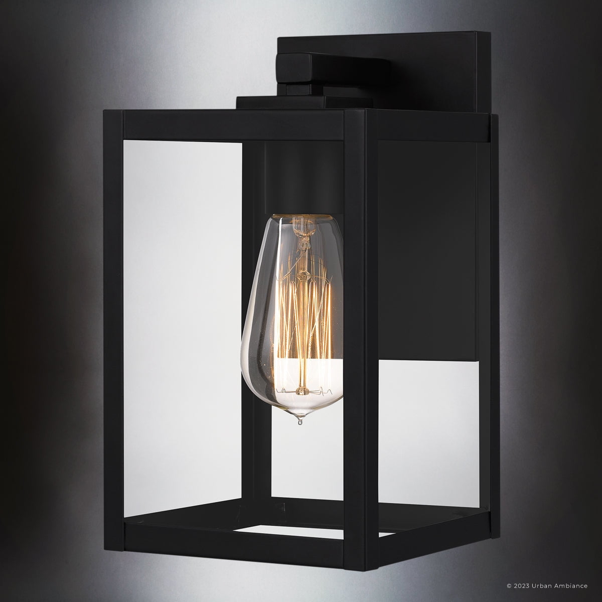 Luxury Modern Farmhouse Wall Sconce, Large Size: 10.00''H x 5.75''W, with Modern Style Elements, Earth Black Finish, UQL1890 from the Quincy Collection by Urban Ambiance