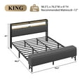 thumbnail image 3 of Bed Frame King Size with Starry Sky Lights and Charging Station, Upholstered Platform Bed with Storage Ottoman, Gray, 3 of 9