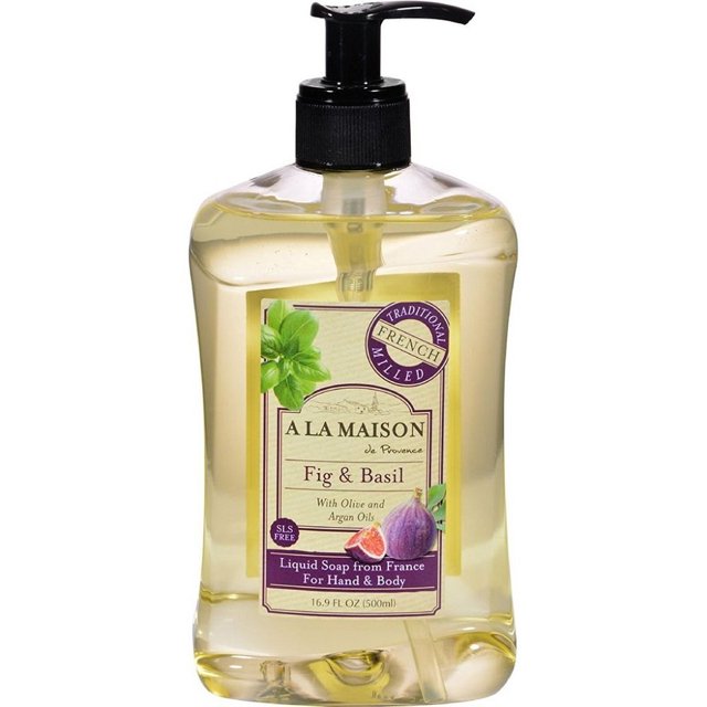 A LA MAISON Jabón de manos natural de higo y albahaca hecho con aceites esenciales, biodegradable a base de plantas, vegano, sin crueldad (botella de 16,9 onzas líquidas)