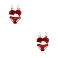 thumbnail image 2 of Minnieouse Conjunto de sujetadores de 1/2 copa, Bralette de encaje a la moda para mujer, ropa interior de realce con tirantes ajustables Vino rojo 70A 2piezas, 2 of 6