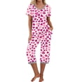 thumbnail image 2 of Riecok Pajama Sets for Women Short Sleeve Tops and Elastic Waist Capris Cute Print Soft Cozy Sleepwear, 2 of 5